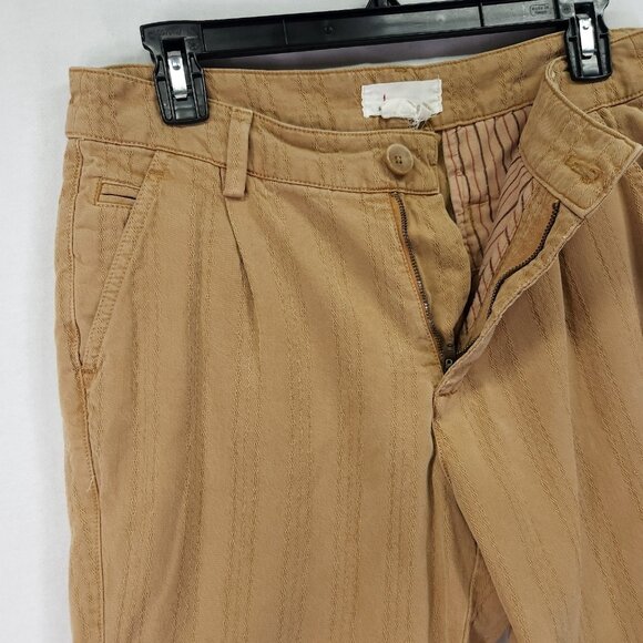 By Anthropologie Pleated Straight Pants Size 28 Textured Trousers High Rise - Picture 3 of 14